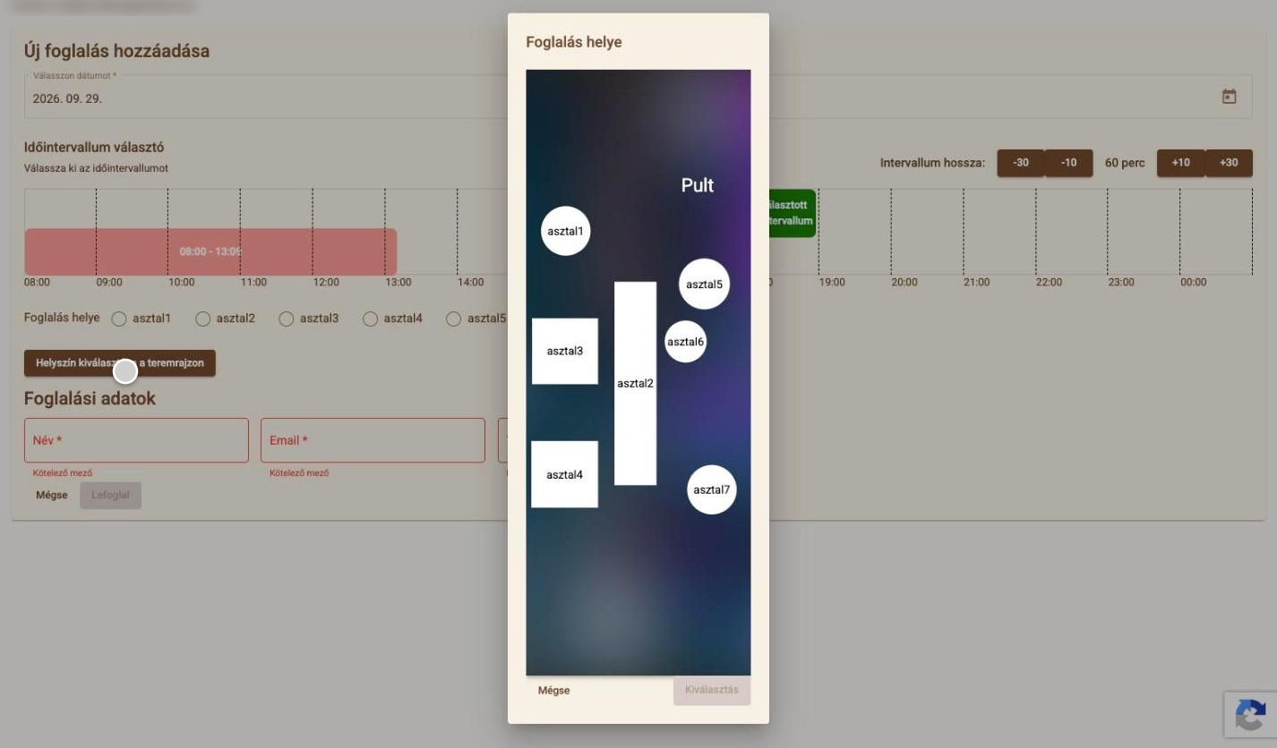 The guest picks a table on the floor plan