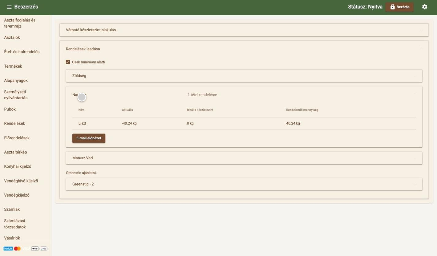 Placing orders: only below-minimum items, per supplier